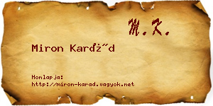 Miron Karád névjegykártya